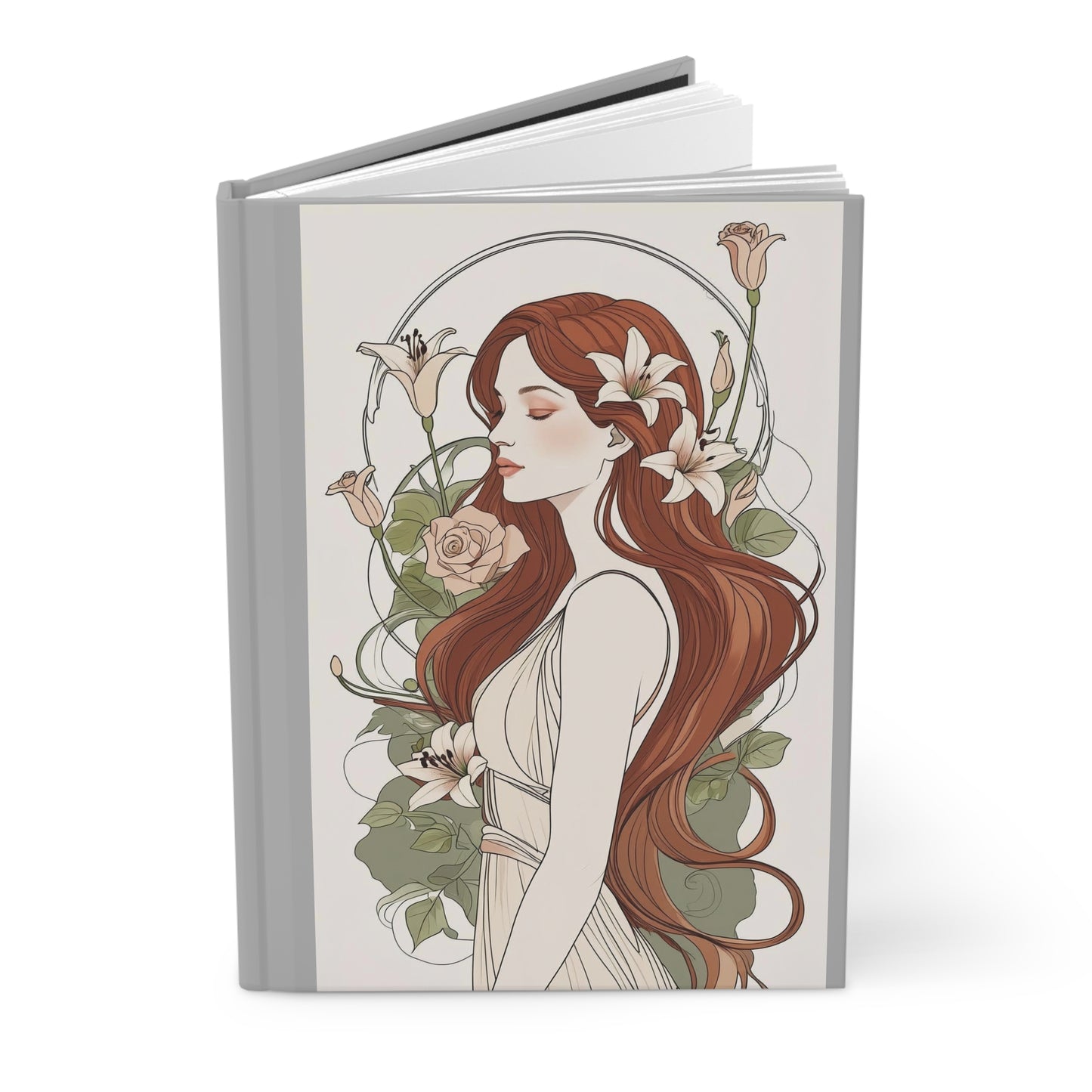 Elegant Floral Hardcover Journal, Art Journal, Diary for Writing, Gift for Her, Bullet Journal, Nature Inspired Notebook