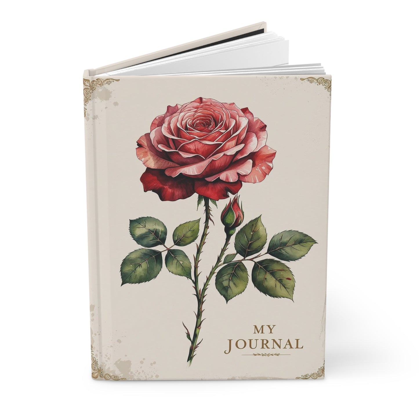 Vintage Floral Hardcover Journal with Rose Design, Nature Lovers Gift, Writing Notebook, Gift for Her, Creative Diary