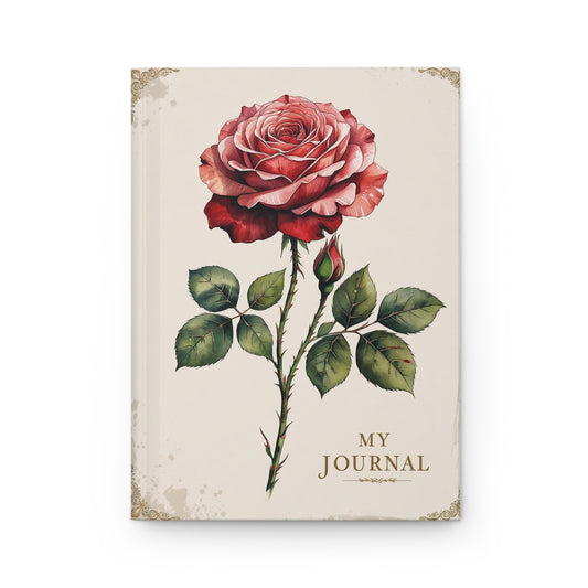 Vintage Floral Hardcover Journal with Rose Design, Nature Lovers Gift, Writing Notebook, Gift for Her, Creative Diary